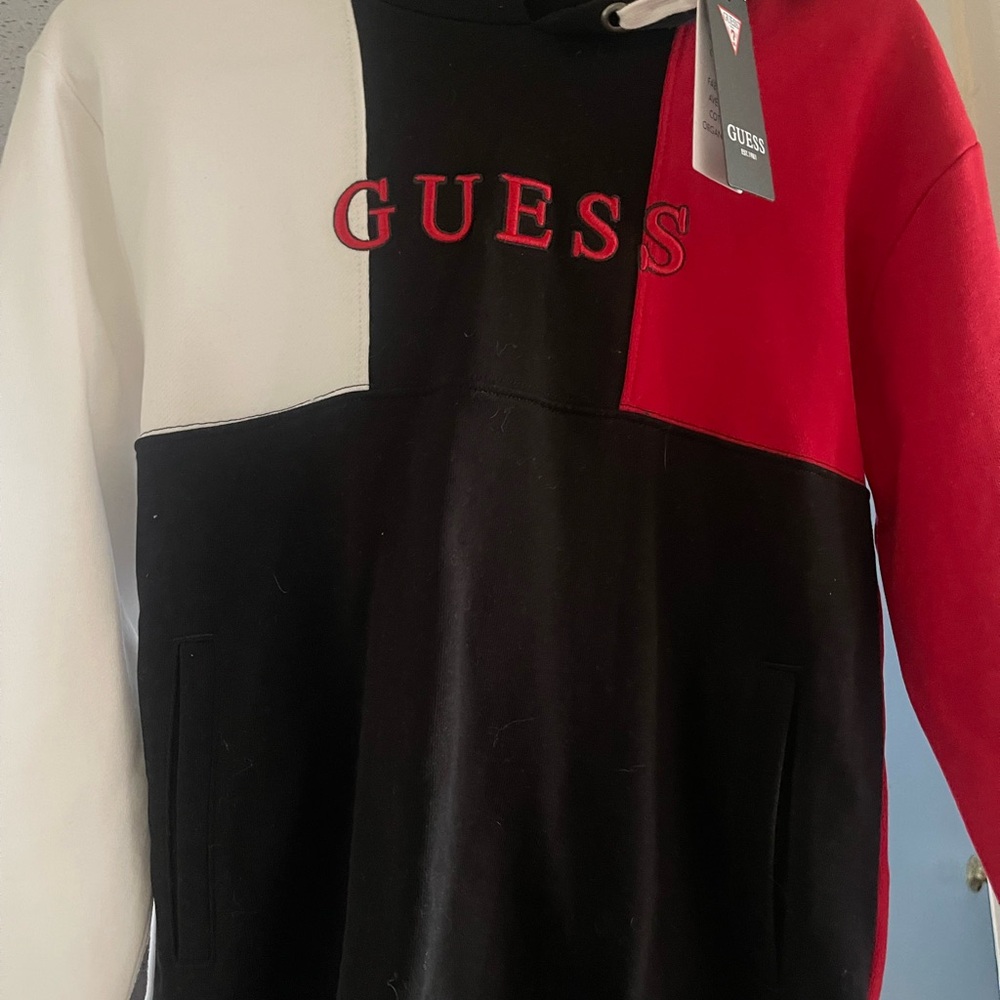Guess Black and Red Colorblock Sweater